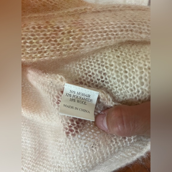 Parrish Mohair Wool Blend Cozy Long Colorblock Open Front Cardigan Pink - Picture 3 of 6